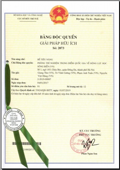 Bằng độc quyền giải pháp hữu ích số 2073: Bể tiêu năng